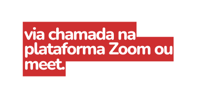 via chamada na plataforma Zoom ou meet